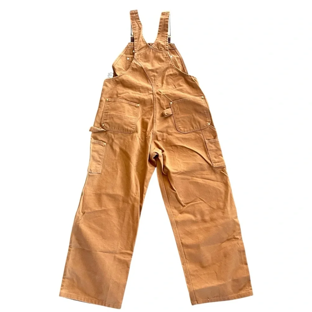 Carhartt Men's R01 Brown Canvas Duck Bib Overalls 40x30 Double Knee NWOT - Picture 7 of 9